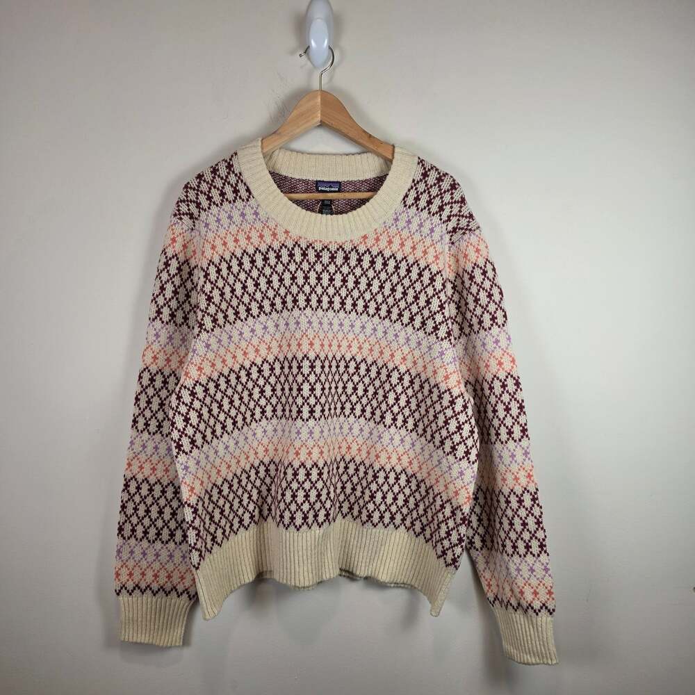 Patagonia Women SzXL Recycled Wool Blend Crewneck Sweater Starlight Dark Natural
